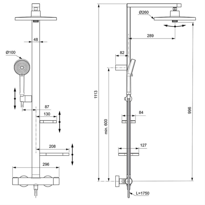 Ideal Standard Ceratherm ALU+ Thermostatic Shower System Black