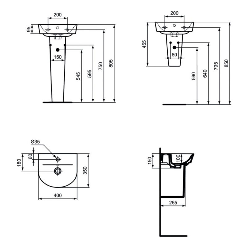 Ideal Standard Connect Air Small Semi Pedestal