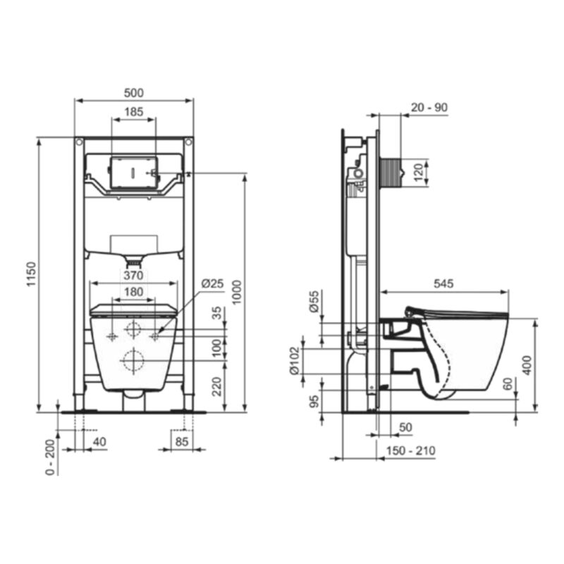 Ideal Standard Concept Aquablade Wall Hung Toilet with Soft Close Wrapover Seat