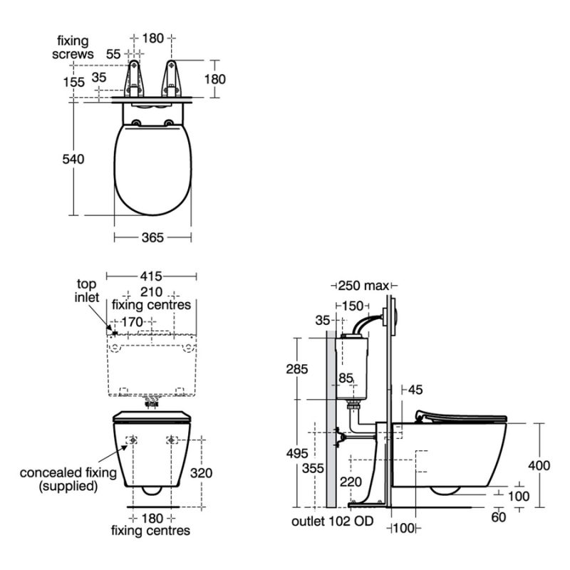 Ideal Standard Concept Wall Hung Toilet with Standard Seat