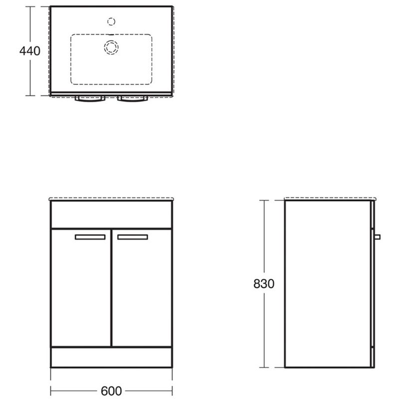 Ideal Standard Tempo 600mm Floor Vanity Unit & Basin E0774 White