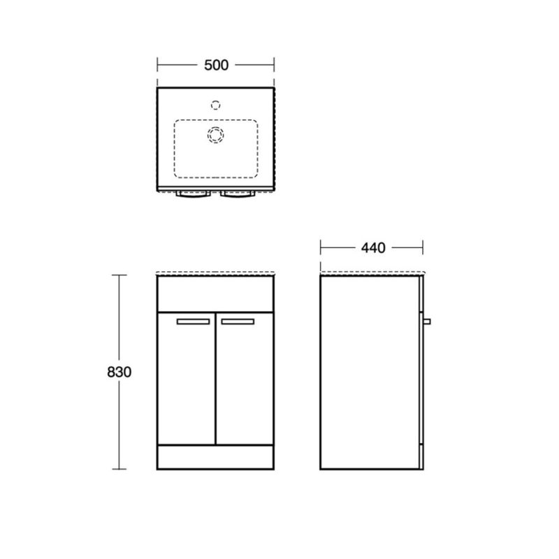 Ideal Standard Tempo 50cm 2 Door Floor Vanity Unit & Basin White