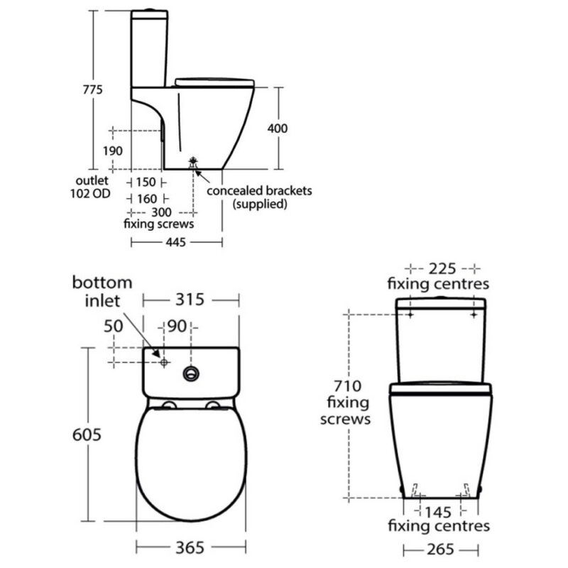 Ideal Standard Concept Space Toilet, 4/2.6 Litre Cube Cistern & Standard Seat