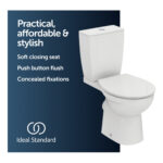 Ideal Standard Eurovit+ Comfort Height Close Coupled Toilet with Soft Close Seat