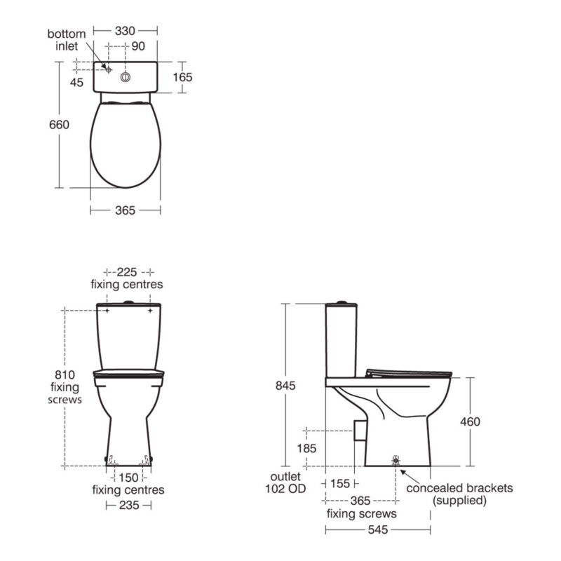 Ideal Standard Eurovit+ Comfort Height Close Coupled Toilet with Soft Close Seat