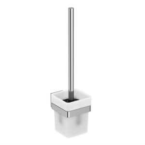 Ideal Standard IOM Square Toilet Brush & Holder, Frosted Glass
