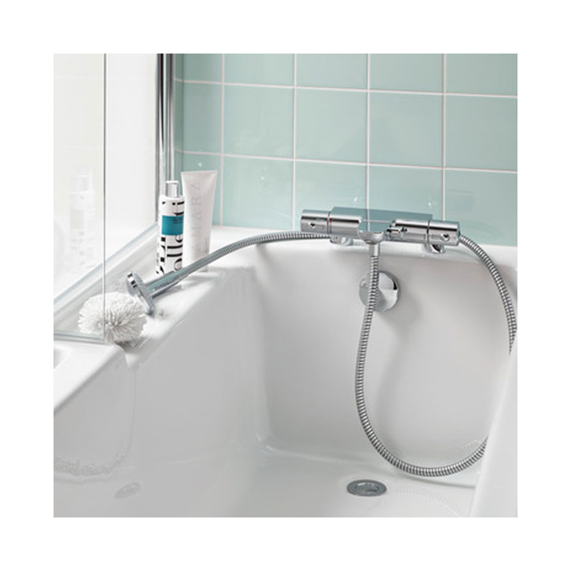 Ideal Standard Tempo Cube L-Shaped 1700 x 850mm Left Shower Bath, Panel & Screen