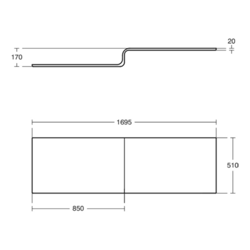 Ideal Standard Tempo Cube L-Shaped 1700 x 850mm Left Shower Bath, Panel & Screen