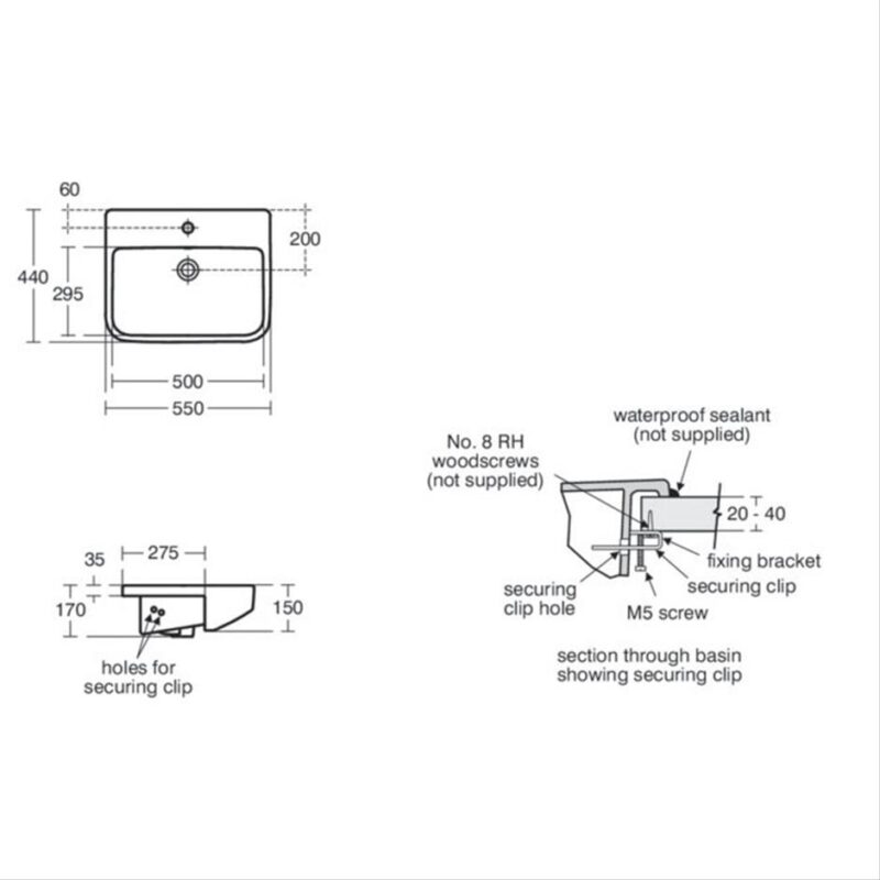 Ideal Standard i.life B 55cm Semi-Countertop Basin 1 Taphole E2604