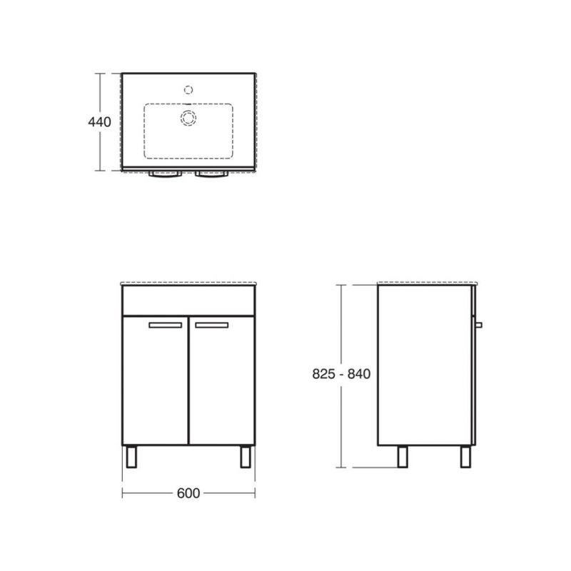 Ideal Standard Tempo 60cm 2 Door Floor Unit & Basin Gloss White