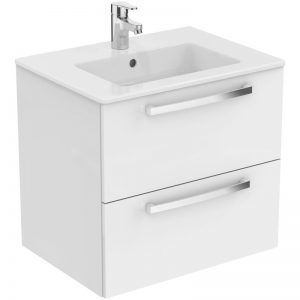 Ideal Standard Tempo 600mm 2 Drawer White Wall Vanity Unit & Basin
