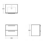 Ideal Standard Tempo 600mm 2 Drawer White Wall Vanity Unit & Basin