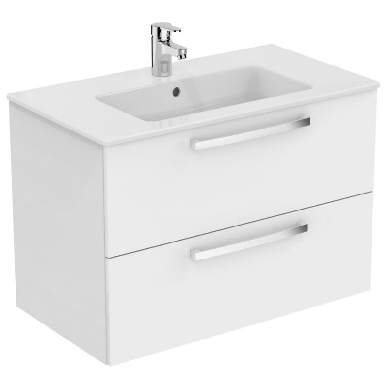 Ideal Standard Tempo 800mm 2 Drawer White Wall Vanity Unit & Basin
