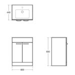 Ideal Standard Tempo 600mm 2 Door Floor Vanity Unit E3244 Lava Grey