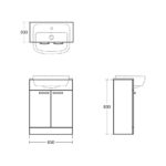 Ideal Standard Tempo 650mm Semi Countertop Basin Unit, 2 Doors, Lava Grey