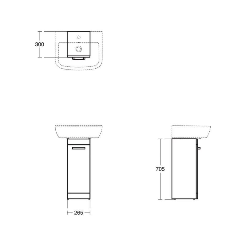 Ideal Standard Tempo 1 Door Pedestal Unit E3259 Lava Grey
