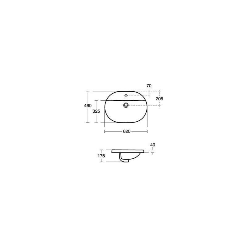 Ideal Standard Concept Oval 62cm Countertop Basin 1 Hole E5006