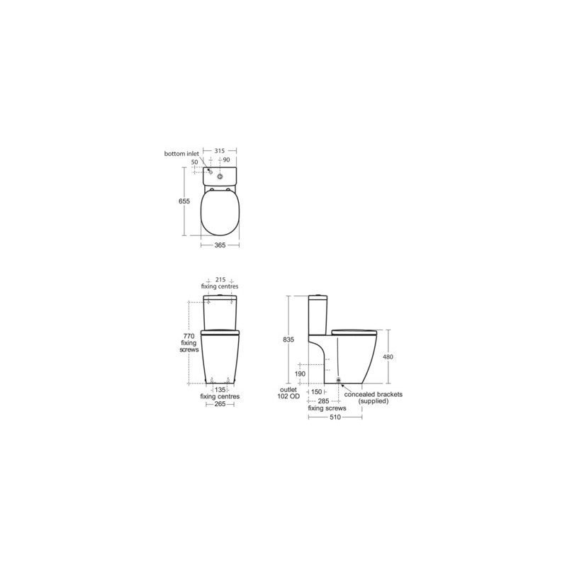 Ideal Standard Concept Freedom Raised Close Coupled WC Pan E6086