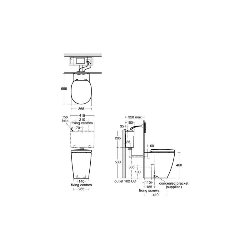 Ideal Standard Concept Freedom Back To Wall Toilet with Standard Seat