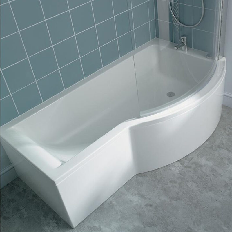 Ideal Standard Concept P-Shaped 1700 x 900mm Right Shower Bath, Panel & Screen