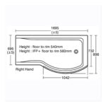 Ideal Standard Concept P-Shaped 1700 x 900mm Right Shower Bath, Panel & Screen