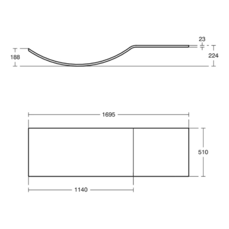 Ideal Standard Concept P-Shaped 1700 x 900mm Left Shower Bath, Panel & Screen