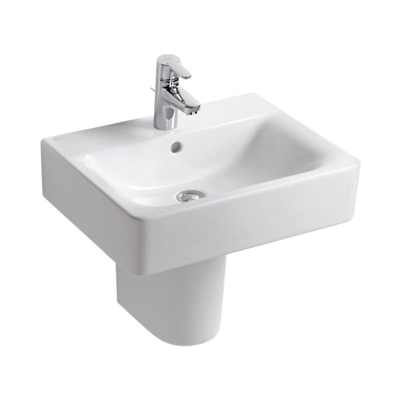 Ideal Standard Concept Cube 55cm 1 Hole Washbasin & Semi-Pedestal Ideal Standard Concept Cube 55cm 1 Hole Washbasin & Semi-Pedestal