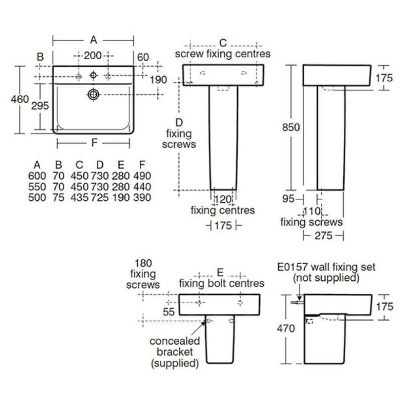 Ideal Standard Concept Cube 550mm 1 Taphole Basin & Full Pedestal