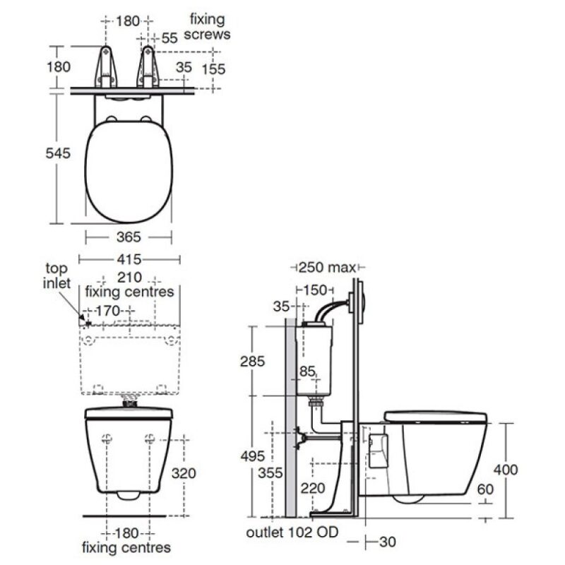 Ideal Standard Concept Wall Hung Toilet & Standard Seat