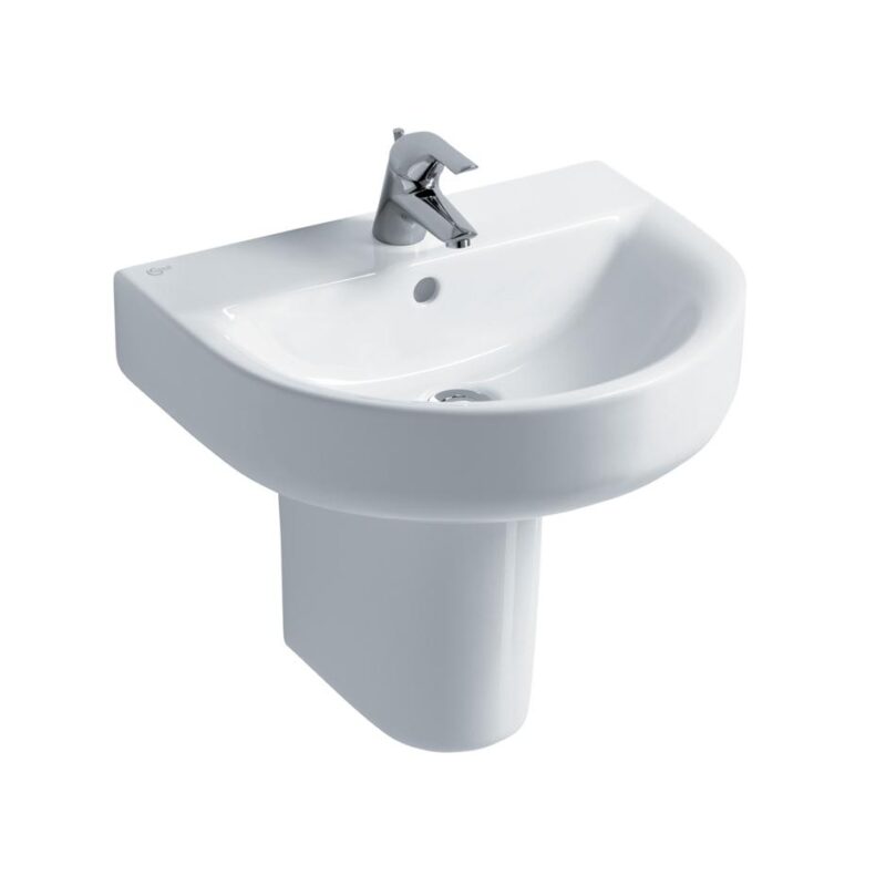 Ideal Standard Concept Arc 55cm 1 Hole Washbasin & Semi-Pedestal Ideal Standard Concept Arc 55cm 1 Hole Washbasin & Semi-Pedestal
