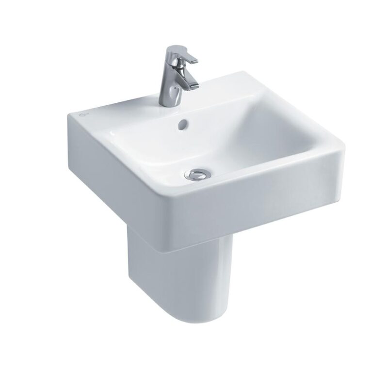Ideal Standard Concept Cube 50cm 1 Hole Washbasin & Semi-Pedestal Ideal Standard Concept Cube 50cm 1 Hole Washbasin & Semi-Pedestal