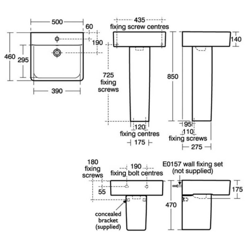 Ideal Standard Concept Cube 500mm 1 Taphole Basin & Full Pedestal