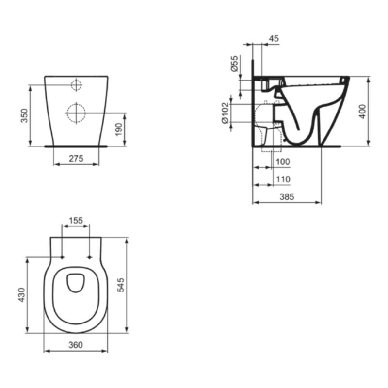 Ideal Standard Concept Back to Wall Toilet with Soft Close Slim Seat