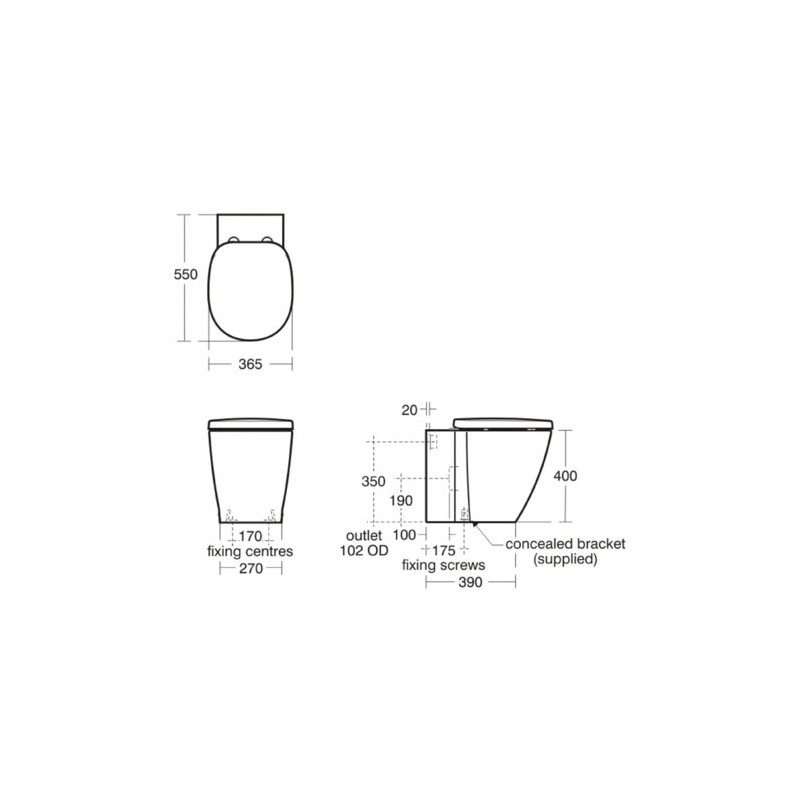 Ideal Standard Concept Back To Wall Toilet with Standard Seat