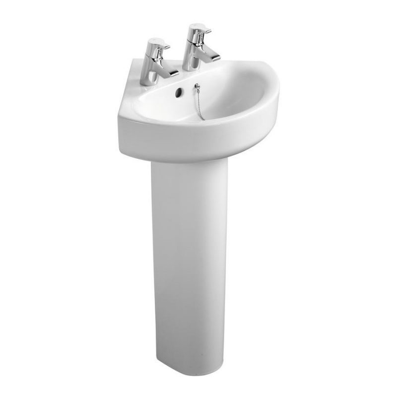 Ideal Standard Concept Arc 45cm Corner Washbasin 2 Tapholes