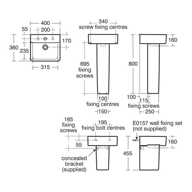 Ideal Standard Concept Cube 40cm Compact Basin & Semi-Pedestal