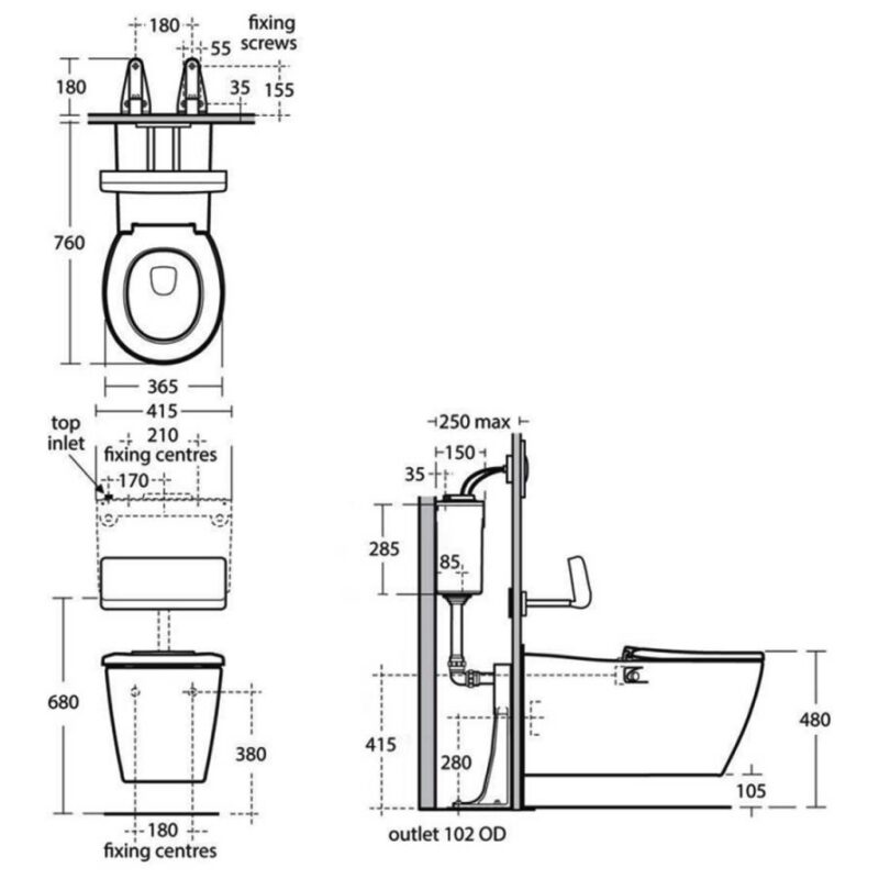 Ideal Standard Concept Freedom Rimless Wall Hung Toilet & Standard Seat