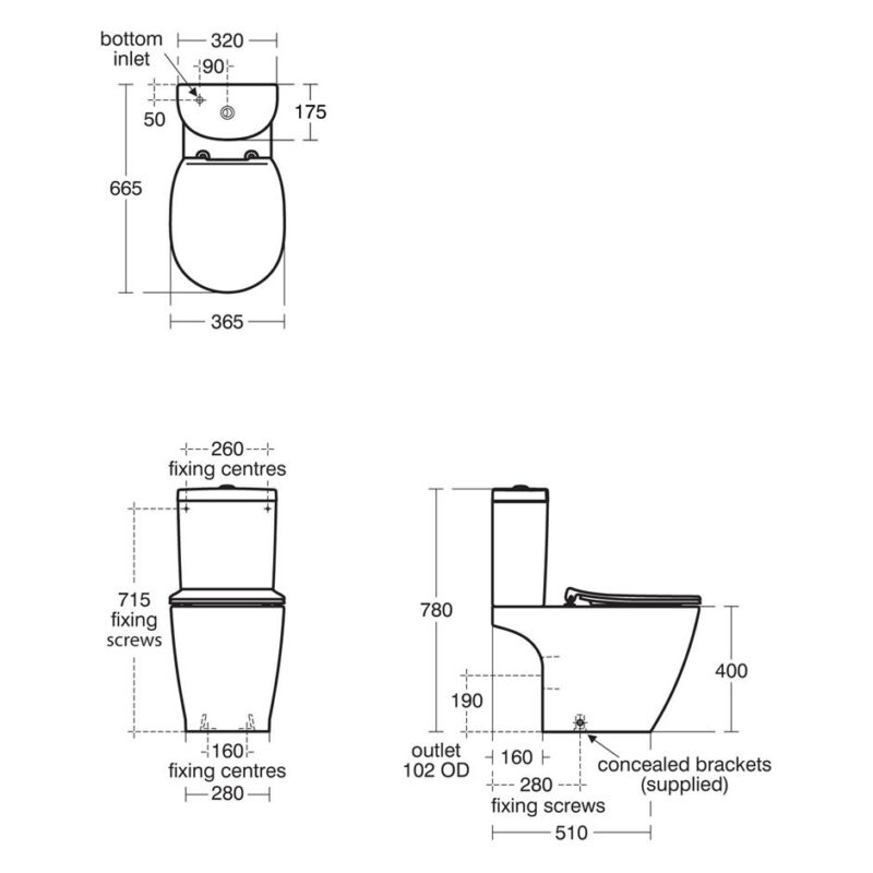Ideal Standard Concept Arc 4/2.6 L Close Coupled Toilet with Soft Close Seat