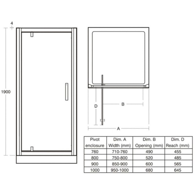 Ideal Standard Synergy 760mm Pivot Door L6201 Bright Silver