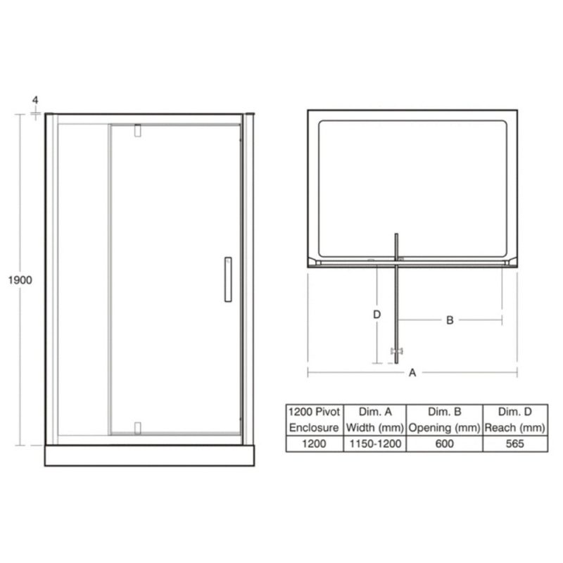 Ideal Standard Synergy 1200mm Pivot Door L6205 Bright Silver