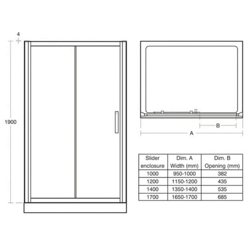 Ideal Standard Synergy 1000mm Slider Door L6288 Bright Silver