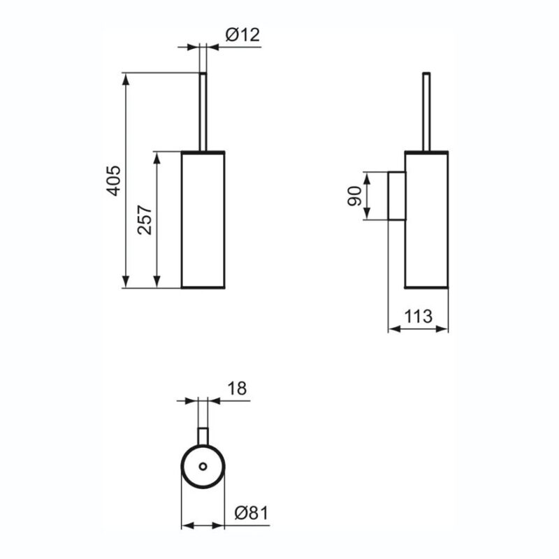 Ideal Standard Concept Toilet Brush with Wall Mount Holder N1396