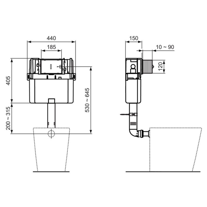 Ideal Standard Prosys 150mm Depth WC Cistern R0142