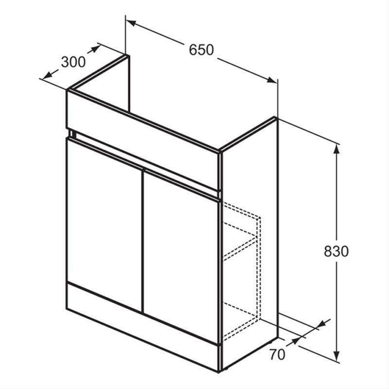 Ideal Standard Eurovit+ 65cm Gloss White Semi-Countertop Unit & Basin