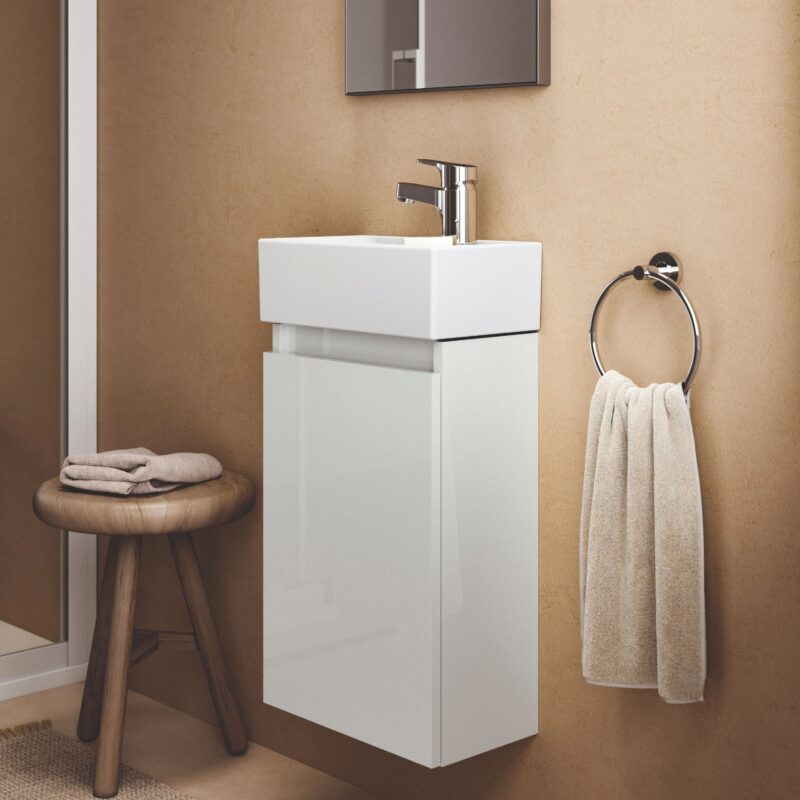 Ideal Standard Eurovit+ 35cm Gloss White Guest Unit & 1 Right Hole Basin