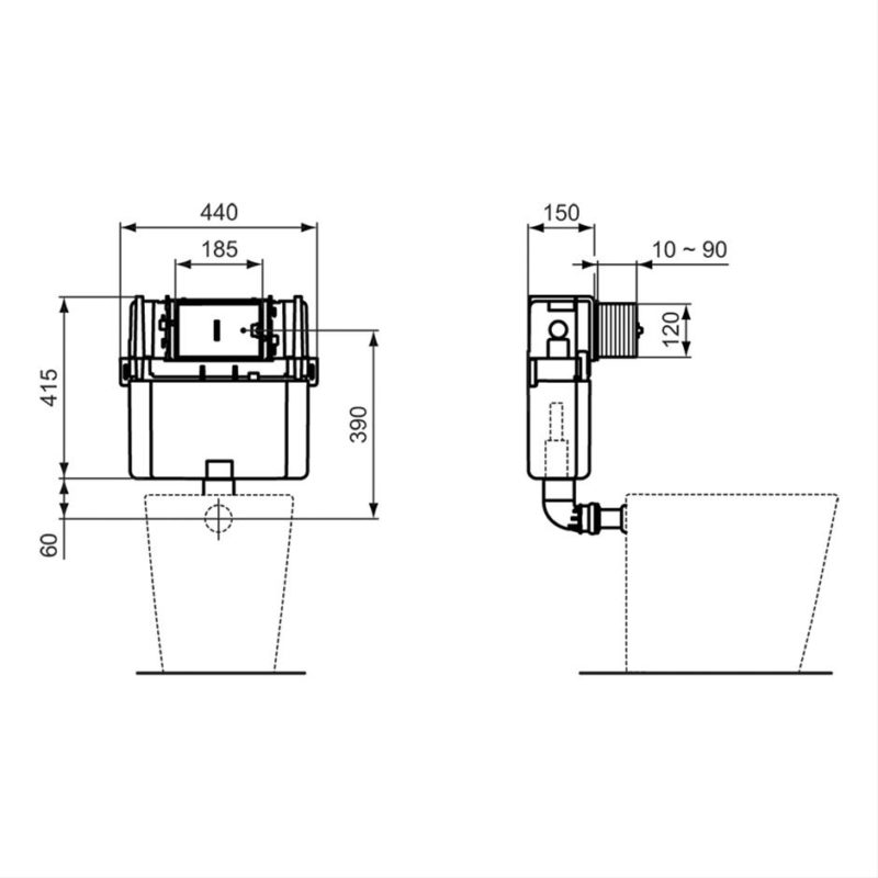 Ideal Standard ProSys 150mm Depth WC Cistern, Mechanical