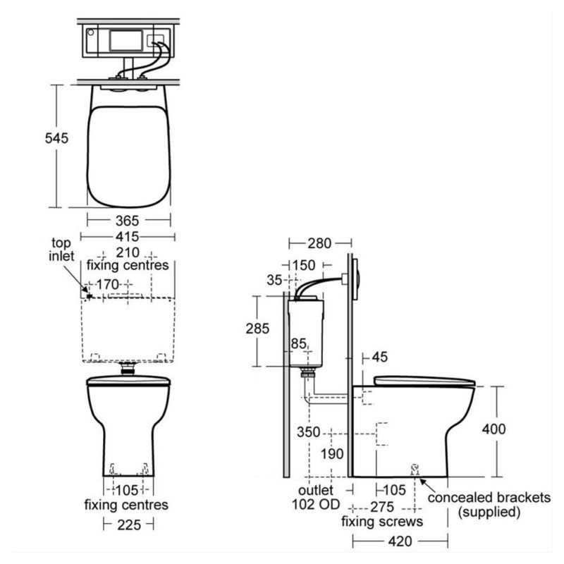 Ideal Standard Studio Echo Back-To-Wall Toilet Bowl T2827