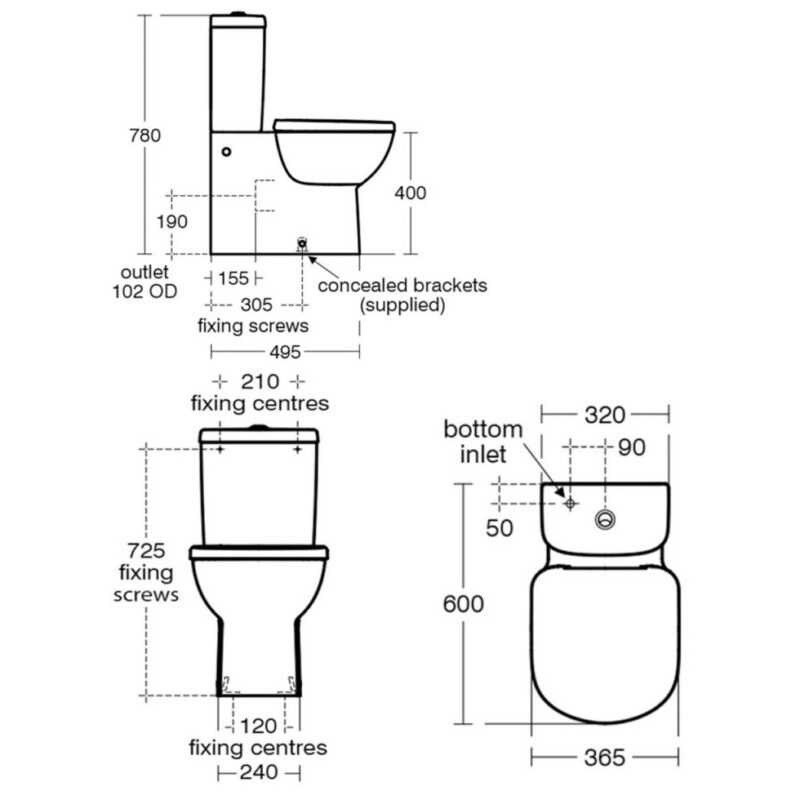 Ideal Standard Tempo BTW Toilet with 4/2.6 Litre Cistern & Standard Seat