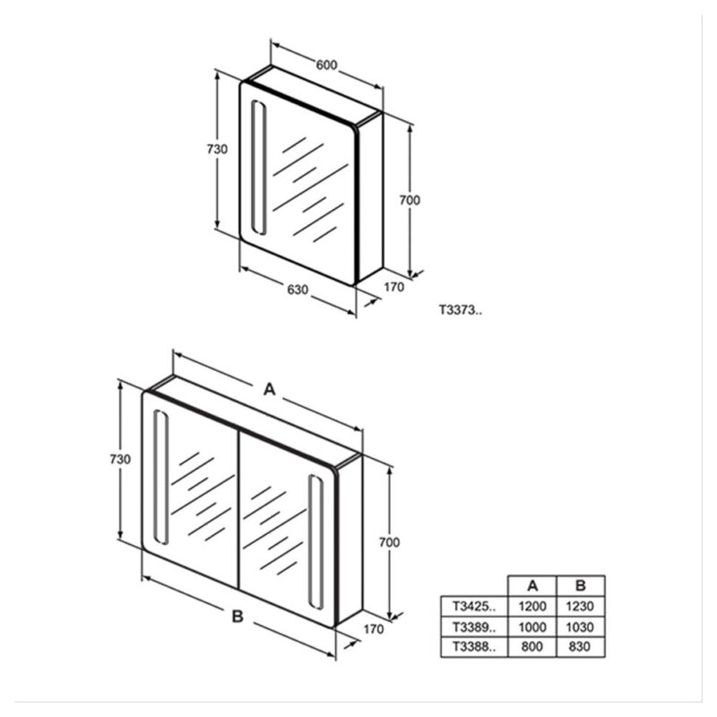 Ideal Standard 80cm Mirror Cabinet with Bottom & Front Light
