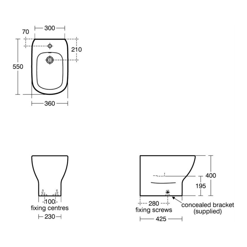 Ideal Standard Tesi Back To Wall Bidet T3501 White